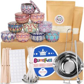 تشمل مجموعة شمعة Blingfun للمبتدئين مع شمع الصويا الطبيعي ، وصنع شموع DIY الشمع ، والفتيان ، والملصقات ، وجبن الشمعة ، وعدم ذوبان ، لمجموعة كامن شمعة معطرة للبالغين