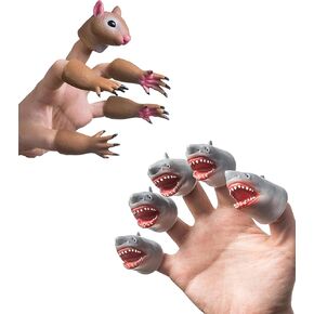 Aqkilo Animal Finger Puppets Hand Toys Toys Finger Finger Props Gift (Squirrel & Shark)