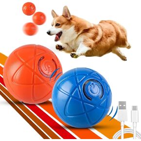 2-Pack Interactive Smart Jumping Ball for Dogs – Vibrating, Self-Rolling Dog Toy for Small, Medium & Large Breeds (Orange & Blue)