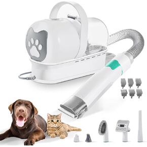 Ferposh 6-in-1 Pet Grooming Cituum Kit ، 13000Pa Dog Hair Vacuum مع ضوضاء منخفضة ، تشيح أظافر الكلاب و Clippers ، فرشاة التخلص من الكلاب والقطط ، أداة نظافة المخلب ، حاوية غبار كبيرة للتنظيف المنزلي