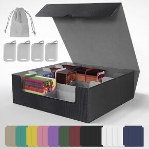 3200+ Capacity Trading Card Storage Box, Holds 3.7in Cards MTG Commander Deck Box with 24 Color-Coded Dividers & 4 Reinforced Supporters, Thick Card Organizer Fit for Magic, TCG, YuGiOh, Sports Cards in Kuwait