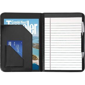 محفظة صغيرة منظم Padfolio ، محفظة مجلد الأعمال A5 الحجم ، الموثق للرجال والنساء ، وسادة الكتابة 5 × 8 ، أسود