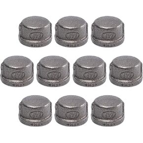 1/2" Pipe Fitting Cap, Home TZH 20 Pack 1/2" Grey Malleable Iron Cast Pipe Caps for Steam-punk Vintage Shelf Bracket DIY Plumbing Pipe Decor Furniture (20, 1/2")