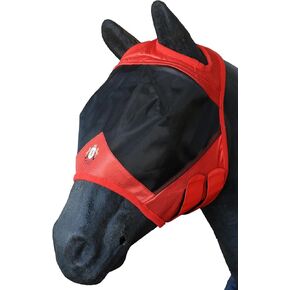 T teke Mesh Mesh Horse Fly Mask مع أي آذان ، يحجب الأشعة فوق البنفسجية قشرة العين ثلاثية الأبعاد مع جبين مملوءة بتوسيد الصوف ، حماية من آفات الحشرات