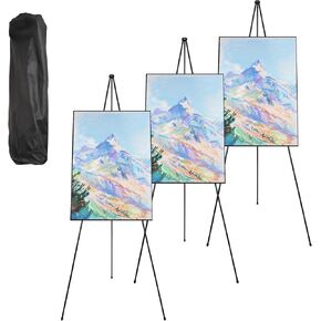 SHUESS 4 Pack 63" Black Easel Stand for Wedding Sign, Portable Foldable Metal Easels for Signs Adjustable Poster Easel Stand for Signs Wedding Logos,Arts, Painting, Floor Easels with 4 Storage Bag