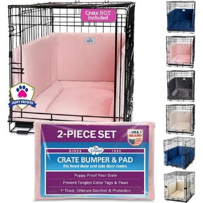 Pet Dreams Dog Dog Crate Pumper & Mat Set- واقي ذيل Comfy Liner و Dog for Inside Crate ، يناسب أقفاص Icrate 18 ، 24 ، 30 ، 36 ، 42 ، 48 بوصة (وردي ، صغير ، 24 ")