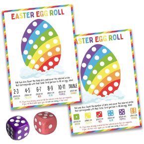 Beufse Easter Egg Roll Dice Game ، Roll the Egg Game مع اثنين من الدرج لعيد الفصح ، لعبة Easter Roll the Dice ، مستلزمات لعبة عيد الفصح ، ألعاب عيد الفصح الممتعة للعائلة -STPD04