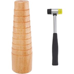 PH Pandahall Bracelet Bracelet Mandrel لصنع المجوهرات ، سوار خشبي مغزل Sizer أساور Sizer Mandrel Bangle Tool Tool Tool مع مطرقة مطاطية لصنع الحرف المجوهرات وإصلاحها