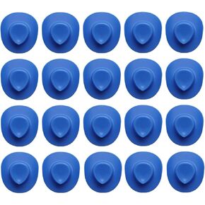 Blue Mini Western Cowboy Hat Cowgirl Hat for Crafts 20 pcs Miniature Cute Doll Hat Cowgirl Hat for Dollhouse, Party, Drinks, Cakes Decor