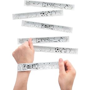 Fun Express Color Your Own Sports Slap Bracelets - Craft Kits, Party Favors and School Activities - 48 Pieces
