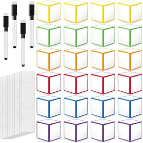 31 Pcs Dry Erase Blocks Set 24 Dry Erase Blank Foam Dice with 7 Colorful Marker Pens Dry Erase Cubes Wipe Write Block Teaching Aid Tool for Learning Playing Game Dinner Decider Classroom Supplies