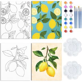 Webeedy 2 Pack Pack Pre Canvas Lemon Canvas Painting Set 8 × 10 بوصة من ألواح الطلاء من ألواح الطلاء ومجموعات الحرف اليدوية للمبتدئين للبالغين ، وهدية الطلاء لصالح حفل ​​عيد الحب ، 20 × 25 سم