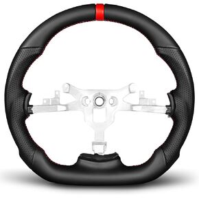 Steering Wheel for Chevy Corvette C6 2006-2011 Full Nappa Perforated Leather D-shaped Flat-bottom for Corvette C6 Steering Wheel Replacement for Chevrolet Corvette C6 Z06 ZR1