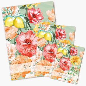 Daphne's Diary Notebook Set of 3 Fruit & Flowers | A set of 3 colorful, inspiring notebooks with lined paper in sizes A4, A5, and A6 | Perfect for your creative ideas, notes, and plans!
