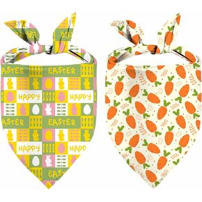 Easter Dog Bandana, 2 Pack Adjustable Holiday Party Pets Easter Egg Bandana Triangle Bibs Rabbit Dog Cat Scarf Set