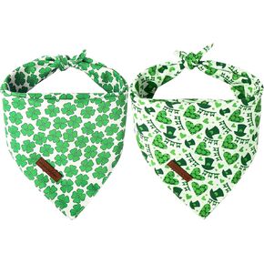 فريدة من نوعها PAWS DOG SPRING BANDANAS 2PCS مثلث القطن القابل للغسل المثلث الصيفي وآفات جرو الديناصورات للكلاب الصغيرة المتوسطة الكبيرة والقطط