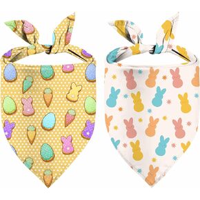 Easter Dog Bandana, 2 Pack Adjustable Holiday Party Pets Rabbit Easter Egg Bandana Triangle Bibs Cat Scarf Set