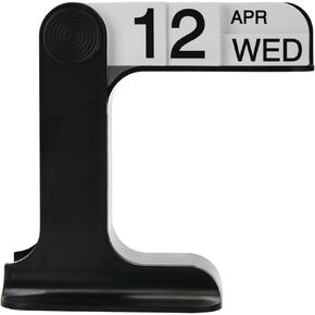 Flip Perpetual Calendar, Desk Calendar Standing Flip, Daily Perpetual Desktop Calendar with Large Display, Modern Farmhouse Vintage Office Desk Accessory for Home Office Decor, Reusable Yearly (Black)