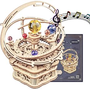 ROKR 3D Buzzles للبالغين Orrery Music Box Box Wooden Model Ster