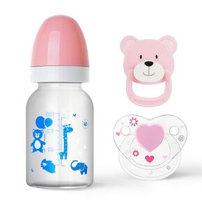 BABESIDE 3 Pcs Reborn Baby Doll Accessories Set, Baby Doll Bottles with Magnetic Pacifiers for Realistic Babies Dolls Girls & Boys, Pink Feeding Set