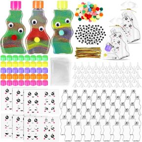 Yaomiao Sand Art Bottles Kit Bulk Party Party Favors للأطفال 2.5 أوقية من الزجاجات البلاستيكية مع ملحقات ألوان لحفلة عيد ميلاد DIY Crazy Sand People Hompts (No Sand) (48 PCS)