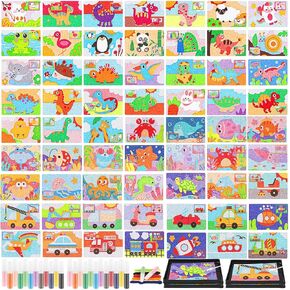 Tenceur 119 PCS Kids 'Sand Art Kits сolor Sand Art Pictures Peel and Stick 12 Color 32 PCS Sand Paint