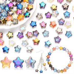 200pcs 8 مم حبات زجاجية محببة ، حبات كريستال ستار ، ألوان مختلطة متطورة ، حبات فضفاضة لسيارة القلادة ، وصنع المجوهر