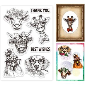 Globleland Funny Farm Animal Clear Clear Smooth for Scrapbooking Cartoon Giraffe Cow Dog Dchick Silicone Stamps Animal Thief Simplent Smooth Form