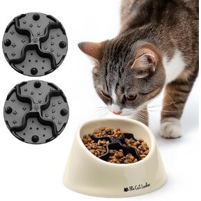 Cat Ladies Slow Leader - وعاء التغذية الصحي مع اثنين من إدراج السيليكون - يساعد الحيوانات الأليفة في تناول الطعام أبطأ - تحكم في وتيرة الأكل لتحسين الهضم - الأوعية الأعلاف مجموعة للكلاب أو القطط