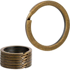 20Pcs Metal Bronze Flat Key Rings Thick Round Split Dog Tag Ring Keyring Clip Loop Holder Keychain Connector for Home Office Car Keys Attachment, Arts Crafts, Belt Lanyards and DIY Keychains