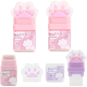 2PCS Cat Paw Roller Eraser ، مطاط Cat Cat لطيف ، محايات متعددة الألوان للأطفال ، ممحاة أسطوانة ملونة ، ممحاة الأطفال مع حالة حلاقة لمحو المكاتب المكتبية لمحركات قرطاسية المكاتب المدرسية