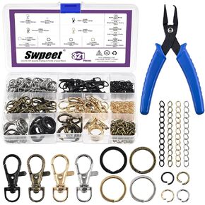 SWPEET 125PCS MODRECHAIN ​​GOLDEN MATION ، 25pcs Swivel Lanyard Snap Hook ، حلقة مفاتيح 25p ، سلاسل موسعة 25p ، حلقات الوثب المفتوحة 50p ، مشابك جراد البحر الدوارة ، مقاطع مفاتيح مفاتيح