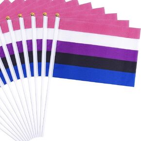 50 Pack Genderfluid Flags Flags Flags Pride Month Accesories LBGTQ Agender Flag Fluge Plugian Fluid Handheld Flag Decortations for Parades Rainbow Party