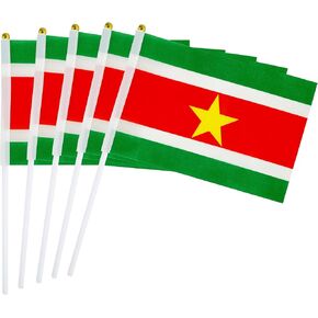 25 حزمة يدوي ميني صغير صغير العلم Suriname Surinamese العلم عصا العلم جولة العلم العلوي الوطني ، مستلزمات زخارف الحفلات للمسيرات ، كأس العالم ، أحداث المهرجانات ، المهرجان الدولي