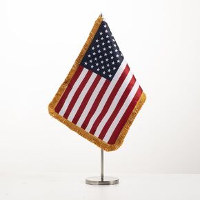 مجموعة العلم Amzflag American Desk مع قاعدة حامل ، علم الولايات المتحدة الصغيرة مع علم طاولة هامش لسطح المكتب ، مادة سميكة اللون