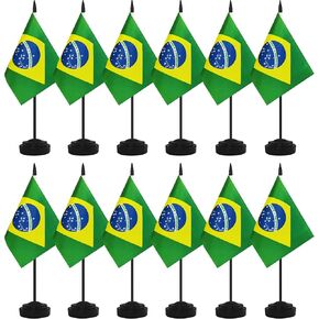 12 Pack Argentina Desk Flags, Argentine Desktop Flag, Small Miniature Office Flags with 12" Black Pole and Black Base, Offices, Classroom, Home, Festival Decoration (Argentina)