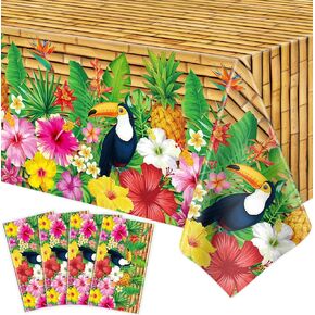 4 حزمة Luau Hawaiian tableroths tiki tablecloth tiki totem decor aloha tiki bar tropical trail terman