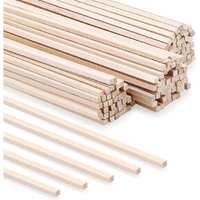 140 PCS Balsa Wood Sticks 1/8 × 1/8 × 12 بوصة ، قضبان سويل مربعة شرائح خشبية من الخشب الصلب لمشاريع DIY المصنوعة