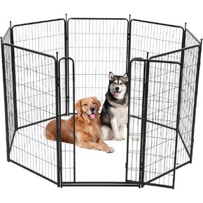 Playpen Dog ، 40 بوصة (H) 42.6 قدم (L) 16 لوحات السياج الداخلي/في الهواء الطلق ، تمرين جرو للحيوانات الأليفة المعدنية الثقيلة ، عتبة منخفضة الباب ، Play Play Playpen for RV Camping Garden Yard