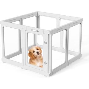 Clear Dog Play Pen ، Play Cog Playpen لجرو Cat Cat Rabbit ، قلم تجميع سهل ، قفص صغير مفضل ، 23.6 "H ، 8pcs