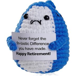 هدية Crochet Shark Retirement - ديكور مكتب مصنوع يدويًا للزملاء في العمل والرجال والرجال والنساء -