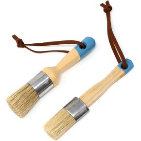 Honbay 2PCS Chalk & Wax Paint Brush مجموعة للأثاث الخشبي DIY DIY وأداة الشمع فرش الاستنسل Bristle بما في ذلك فرش الطلاء المسطحة والطسمات الدائرية