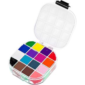 Mini Paint Storage Box, Paint Storage Containers 4 X 4 Inches 16well Storage Palette Box Portable Watercolor Palette with Lid Acrylic Paint Organizer for Storing Gouache Acrylic Watercolor Oil Paint