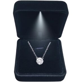 GBYAN Pendant Necklace Box with LED Light Necklace Gift Box Velvet Jewelry Display Case for Proposal Engagement Wedding Birthday Valentine's Day