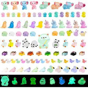 220 PCS حيوانات راتنجات صغيرة ، توهج في الظلام ل ducks mini duckroom dinosaurs مختلف حيوانات راتنجات نابضة بالحياة مجموعة متنوعة