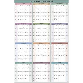 2025-2026 Yearly Wall Calendar - Jul. 2025 to Jun.2026, Wall Calendar 2025-2026, 34.4" x 22.8" (Open), Yearly Wall Calendar 2025-2026 with Round Sticks, Thick Paper, Vertical