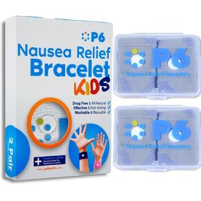 P6 Motion Sickness Bands for Kids Children’s Wristbands for Anti Nausea Sea Cruise Travel Car Sickness All-Natural Non Drowsy Relief Acupressure Treatment (2 Pack, Grey - Grey)