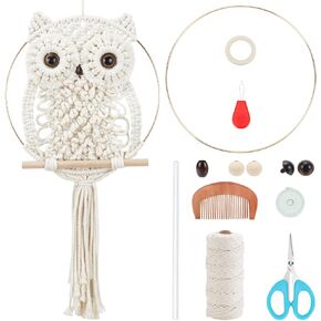 Origach DIY MACRAME OWL WALL WALL Hanging Tapestry Kit OWL MACRAME KIT للمبتدئين بوهو المصنوع يدويًا من المنسوجة جدارًا معلقًا لغرفة نوم غرفة المعيشة