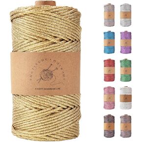 KNOTITUDE 3mm x 87 Yards(80M) Metallic Braided Rope PET Craft DIY Wrapping Decoration Macrame Knotting Cord Twine / 09-Rainbow