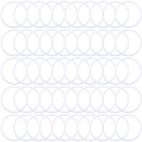 ASUNFO 50 PCS DREAM CASTER RINGS 3 بوصة MACRAME RINGS FLORAL FLORAL WEARTH Plastic Circle Hoops Dreamcatcher Supplies for DIY White